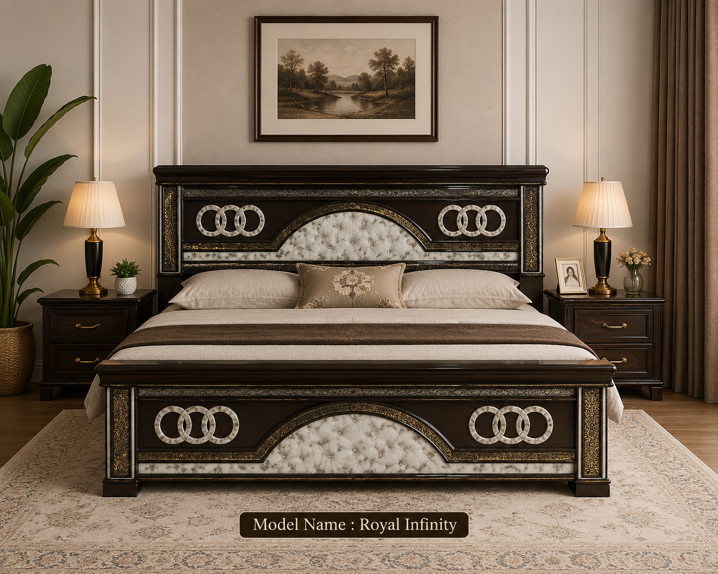Royal Infinity Acacia Wood Cot + FREE Mattress