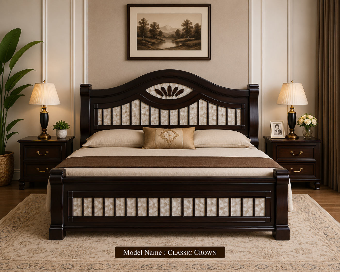 Classic Crown Acacia Wood Cot + FREE Mattress