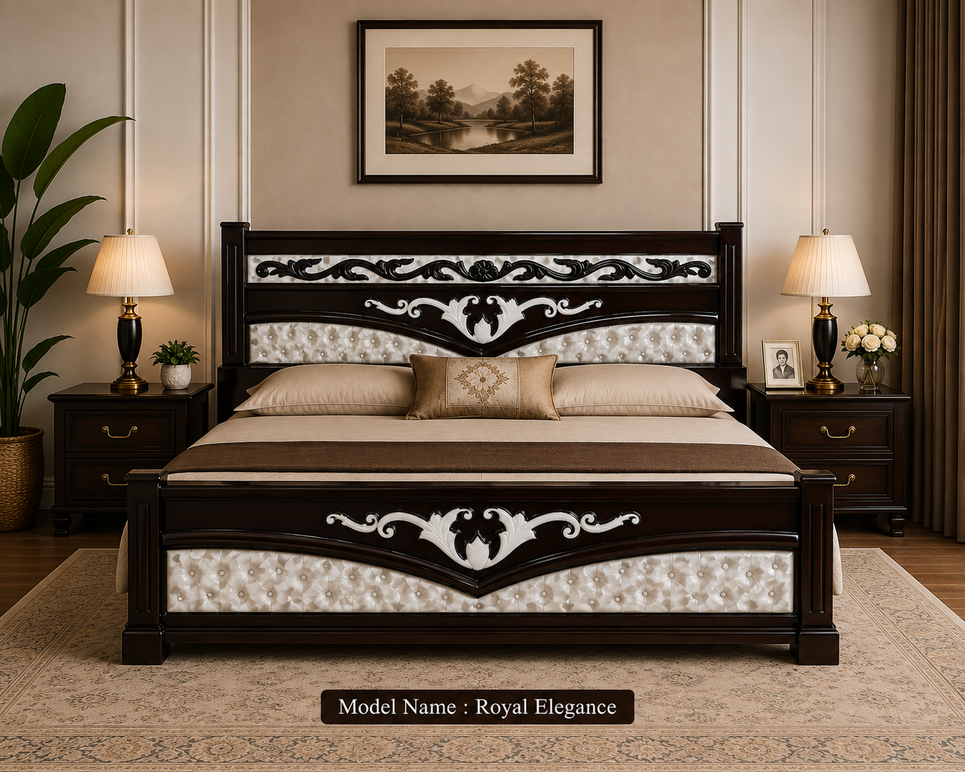 Royal Elegance Acacia Wood Cot + FREE Mattress